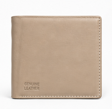 Premium Beige Genuine Leather Wallet for Men – Slim Bifold Style