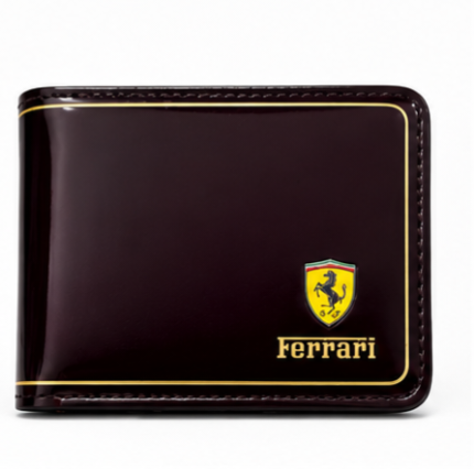 Premium Ferrari Style Wallet for Men – Glossy Maroon