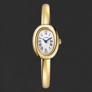 Cartier Oval White Dial Watch – Gold-Tone Bangle