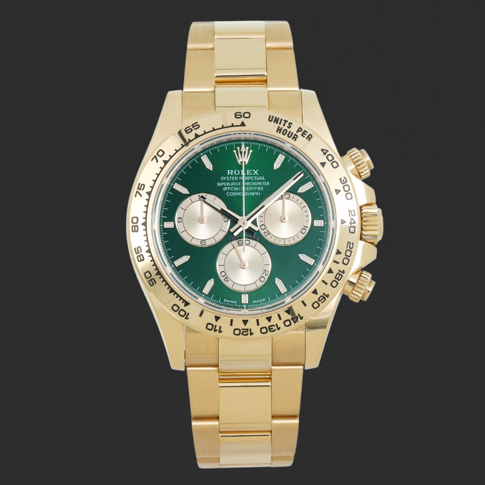 Rolex Cosmograph Daytona Green Dial Watch – Gold-Tone Oyster-Style Bracelet