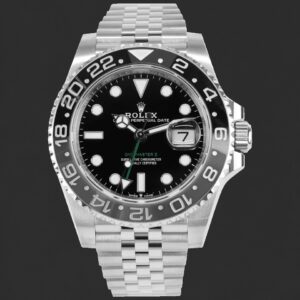 Rolex GMT-Master II Black Dial Silver Jubilee Bracelet Watch