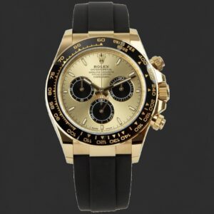 Rolex Cosmograph Daytona Gold Champagne Dial Black Strap