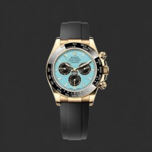Rolex Cosmograph Daytona Gold-Tone Watch – Ice Blue Dial & Black Strap
