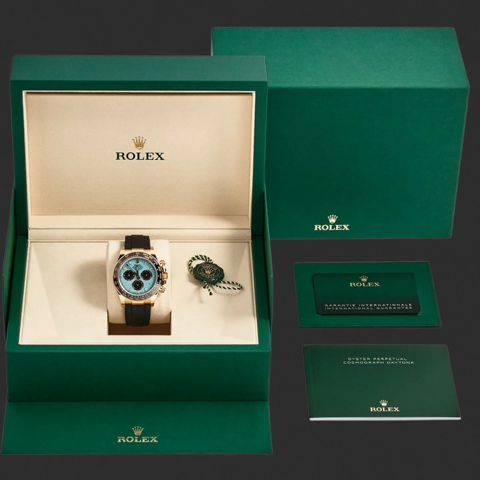 Rolex Cosmograph Daytona Gold-Tone Watch – Ice Blue Dial & Black Strap - Image 5
