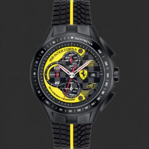 Scuderia Ferrari Black & Yellow Chronograph Watch – Racing Sport Strap