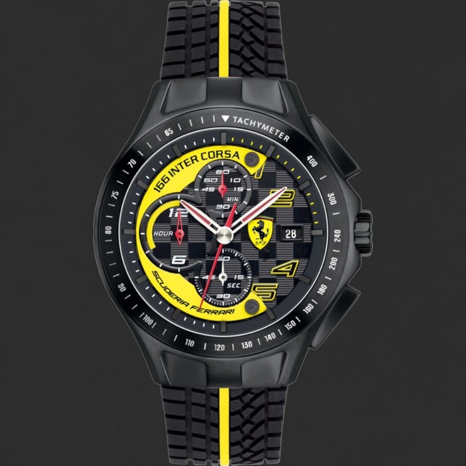Scuderia Ferrari Black & Yellow Chronograph Watch – Racing Sport Strap