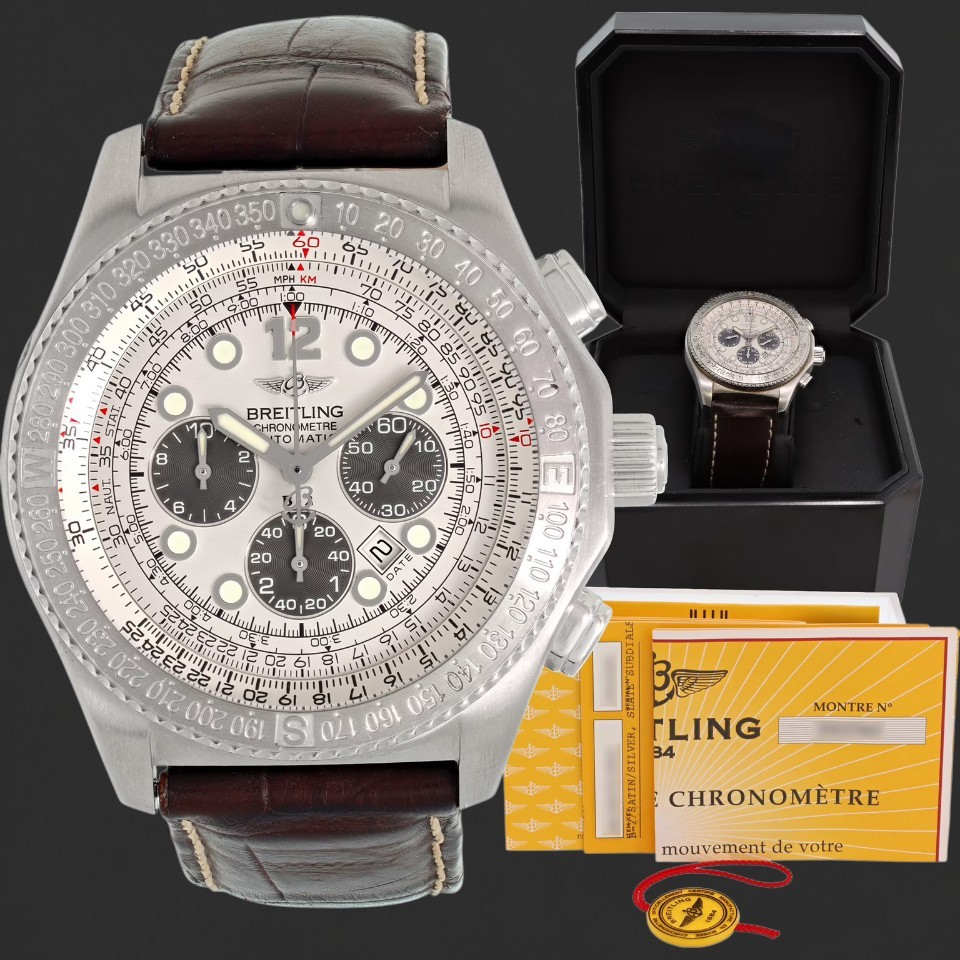 Breitling Chronometre Automatic B-2 Chronograph Silver Dial Watch - Image 5