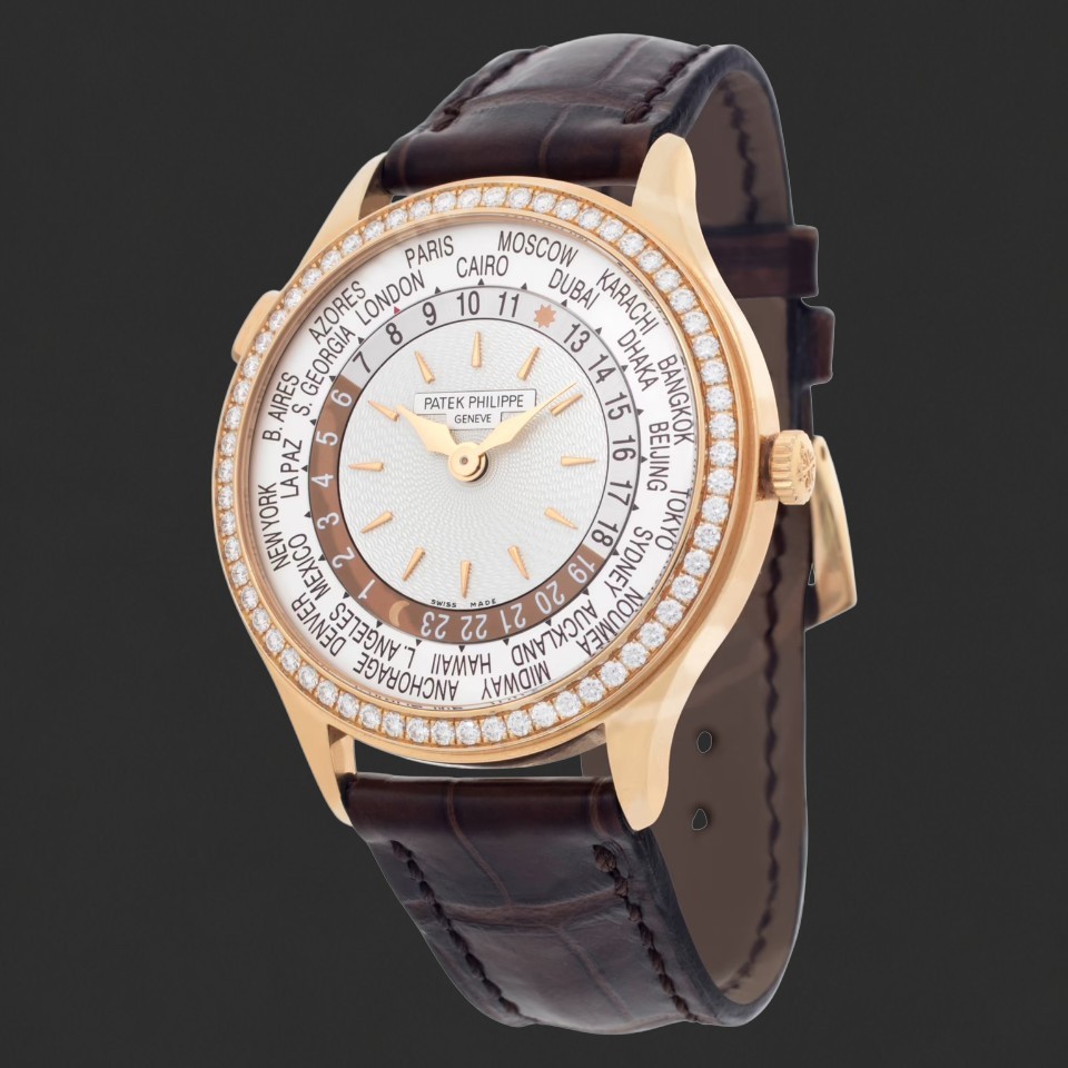 Patek Philippe World Time Rose-Gold-Tone Diamond-Set Watch - Image 2