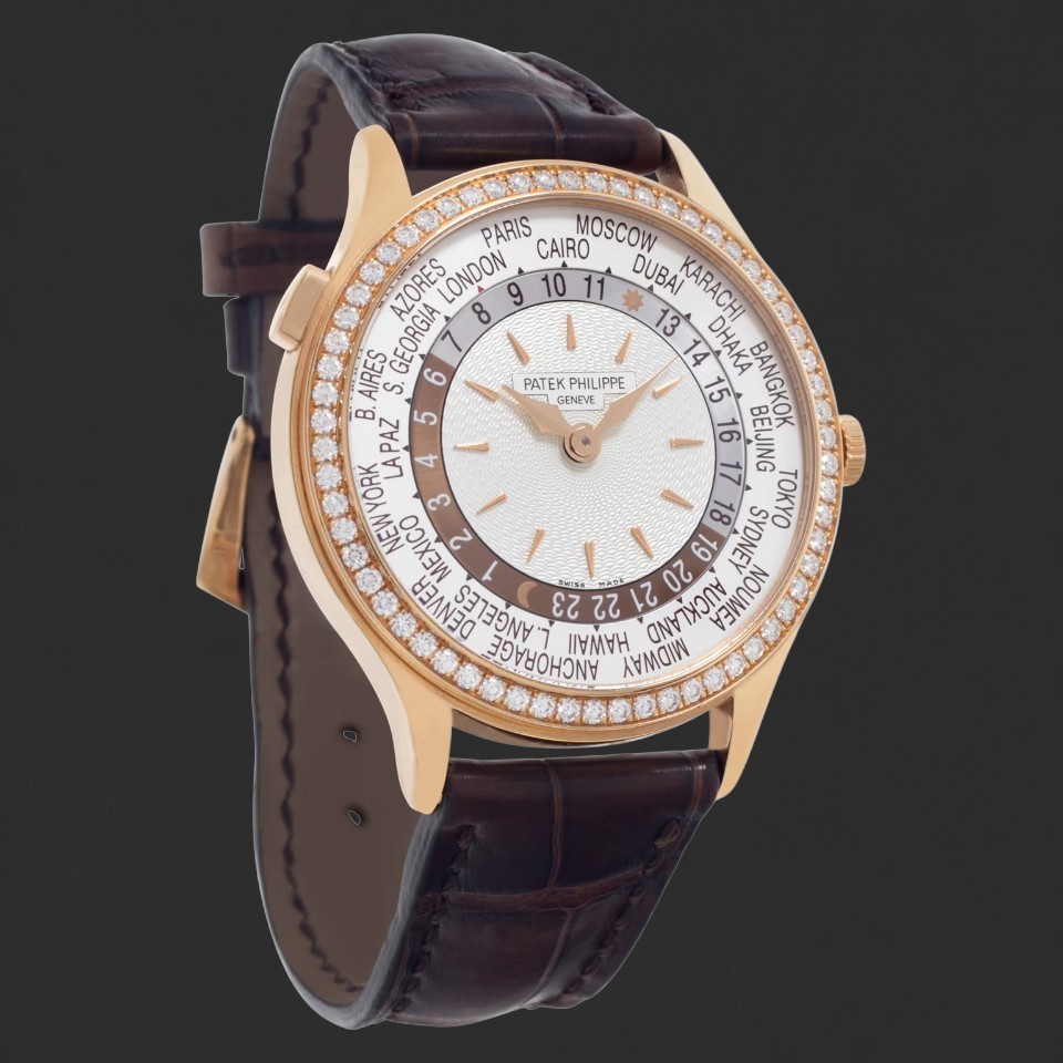 Patek Philippe World Time Rose-Gold-Tone Diamond-Set Watch - Image 3