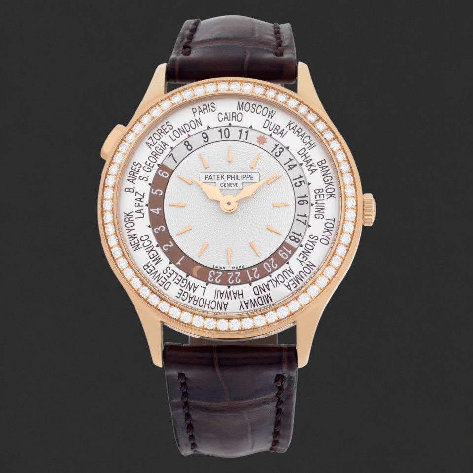 Patek Philippe World Time Rose-Gold-Tone Diamond-Set Watch