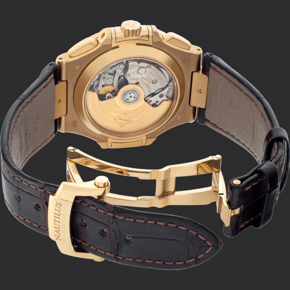 Patek Philippe Nautilus Chronograph Rose-Gold-Tone Brown Dial Watch - Image 4