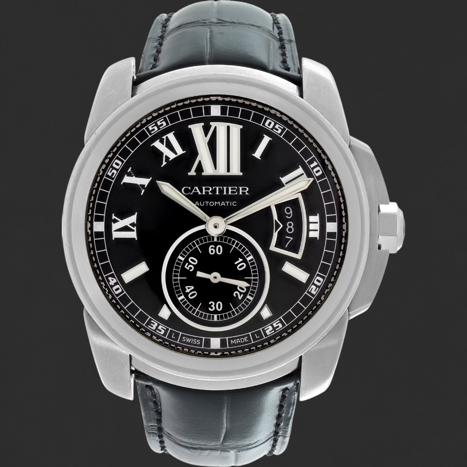Cartier Calibre de Cartier Automatic Black Dial Leather Strap Watch