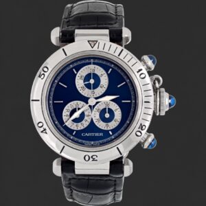 Cartier Pasha Chronograph Blue Dial Stainless Steel Watch