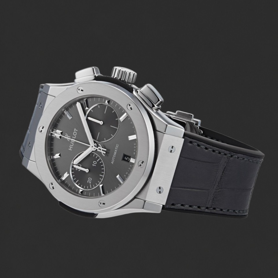 Hublot Grey Dial Automatic Chronograph Watch – Dark Strap - Image 2