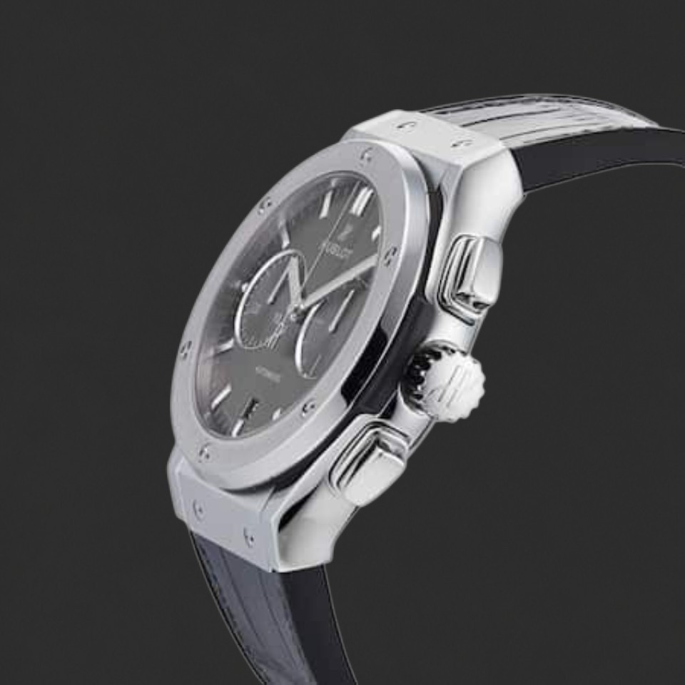 Hublot Grey Dial Automatic Chronograph Watch – Dark Strap - Image 6