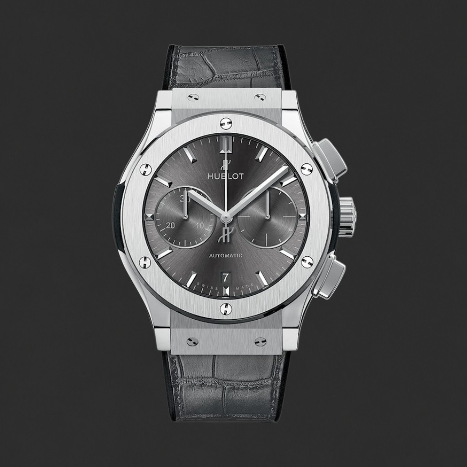 Hublot Grey Dial Automatic Chronograph Watch – Dark Strap